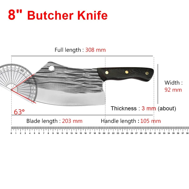 Cuchillo de Chef Forjado a Mano – Tradicional, Ideal para Carne y Verduras - 369 view