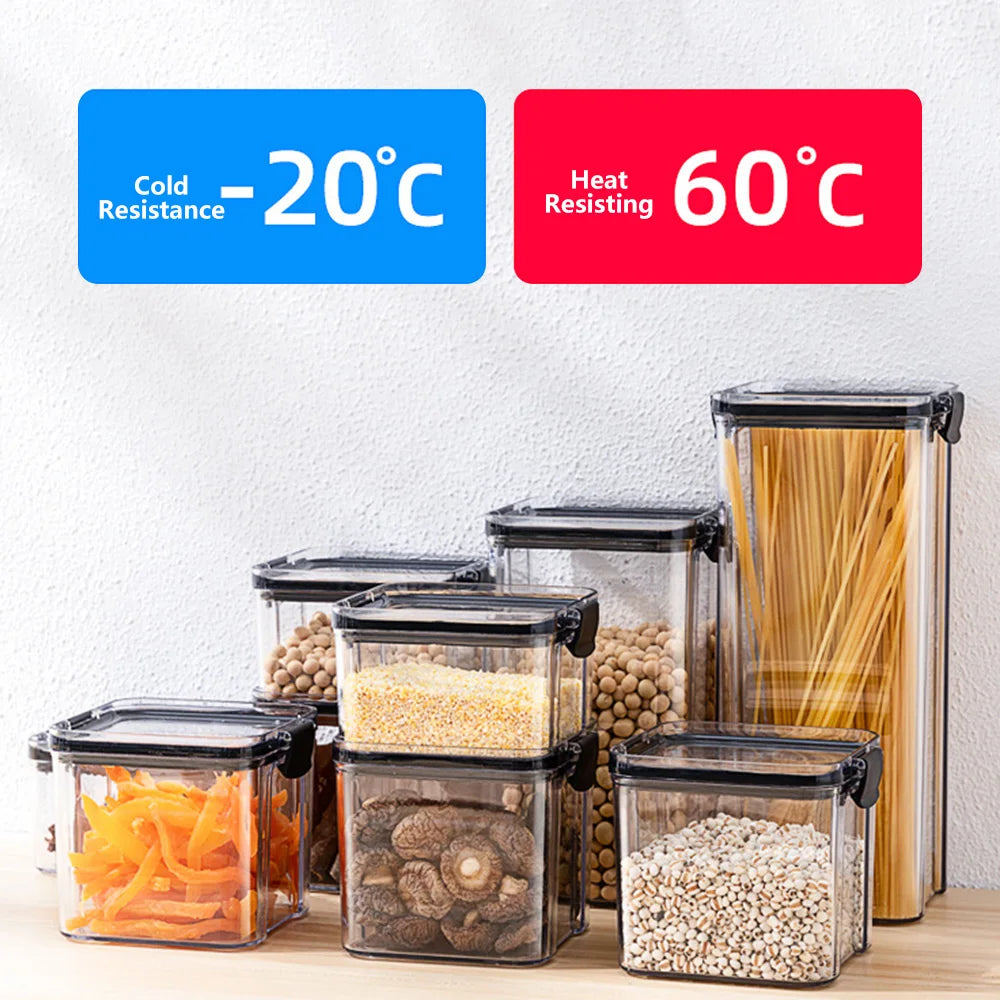 460-1800ml Sets Stackable Kitchen Sealed Jar Plastic Food Storage Box Multigrain Tank Bottle Dried Fruit Tea Storage Containers