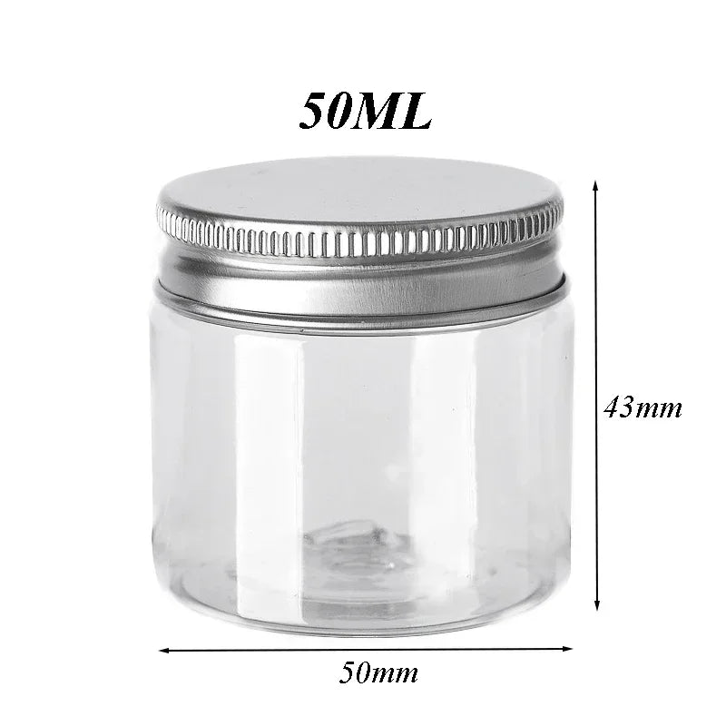 20Pcs 30/50/60/80/120/150ml Storage Jars With Lids Aluminum Round Canister Empty Plastic Cosmetic Jars Food Travel Bottle Pot