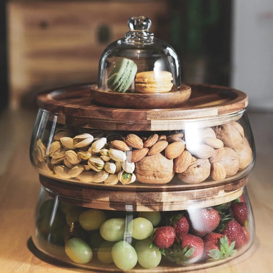 Contenedores de Vidrio Creativos con Tapa de Madera – Almacenamiento para Cocina