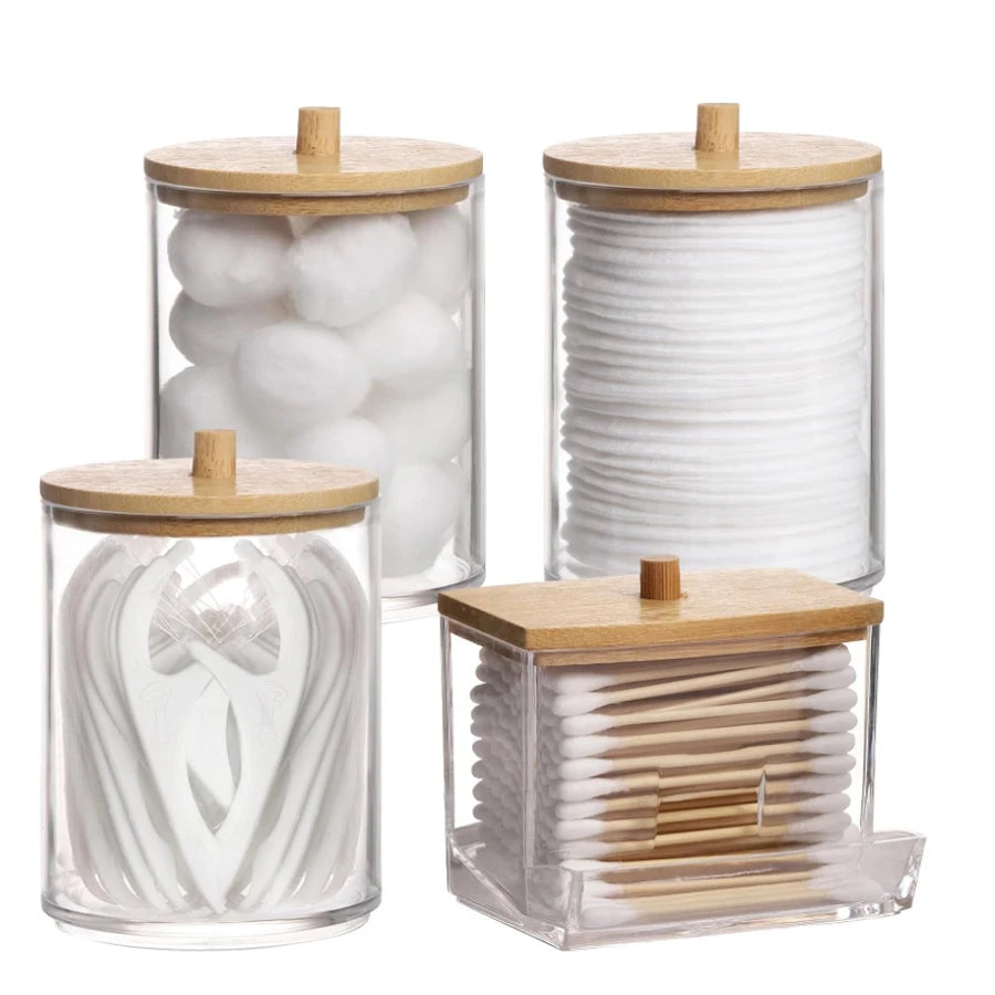 Acrylic swab Holders With Lid, Dust-proof Storage Jars for Swab, Jewelry, Powder Puffs, Beauty Eggs, Household Storage Box - 369 view