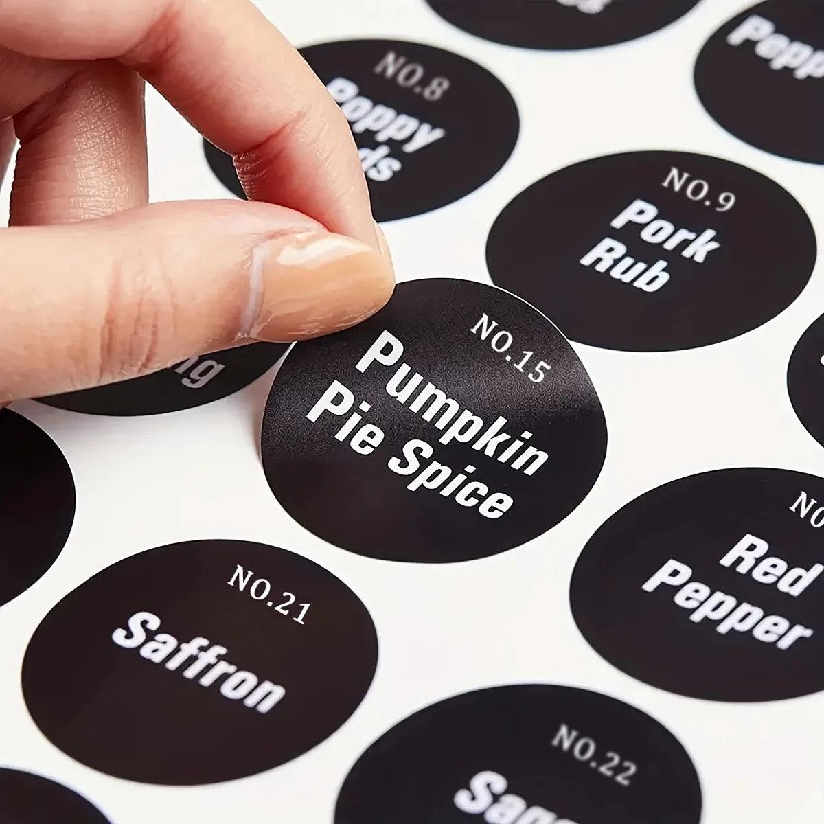 180pcs Printed Round Spice Stickers Seasoning Bottle Jar Labels Storage Kitchen Waterproof Stickers Spice Tags BBQ Label