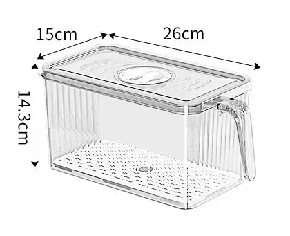 Caja de Almacenamiento para Refrigerador con Asa y Tapa – Apilable y Transparente