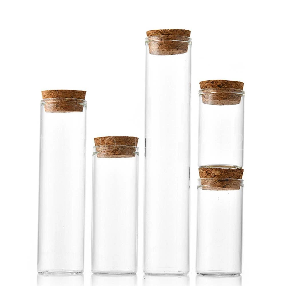 10ml/15ml/20ml/30ml/40ml/50ml/55ml/60ml/80ml/100ml  Cork Stopper Dragees Jars BottlesSmall Glass Test Tube with Cork 20 pieces - 369 view