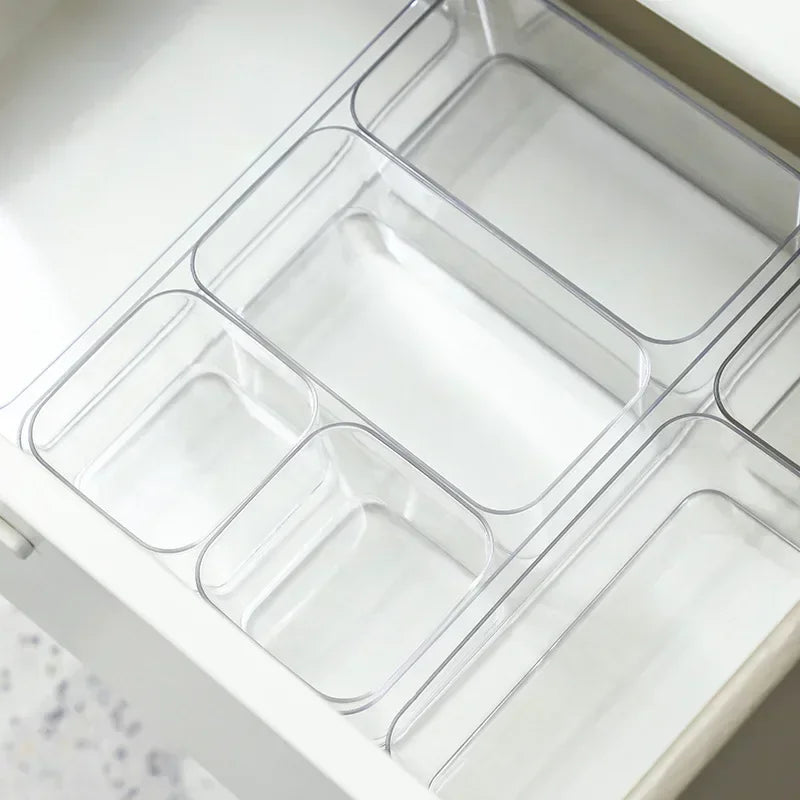 Caja Organizadora Transparente de Plástico – Almacenamiento para Escritorio y Tocador