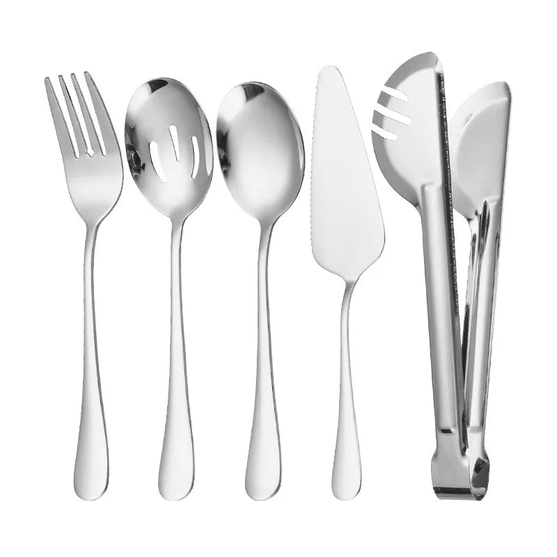 5/6pcs Stainless steel communal food serving spoon Colander serving spoon Communal tableware set suitable for family dinners - 369 view
