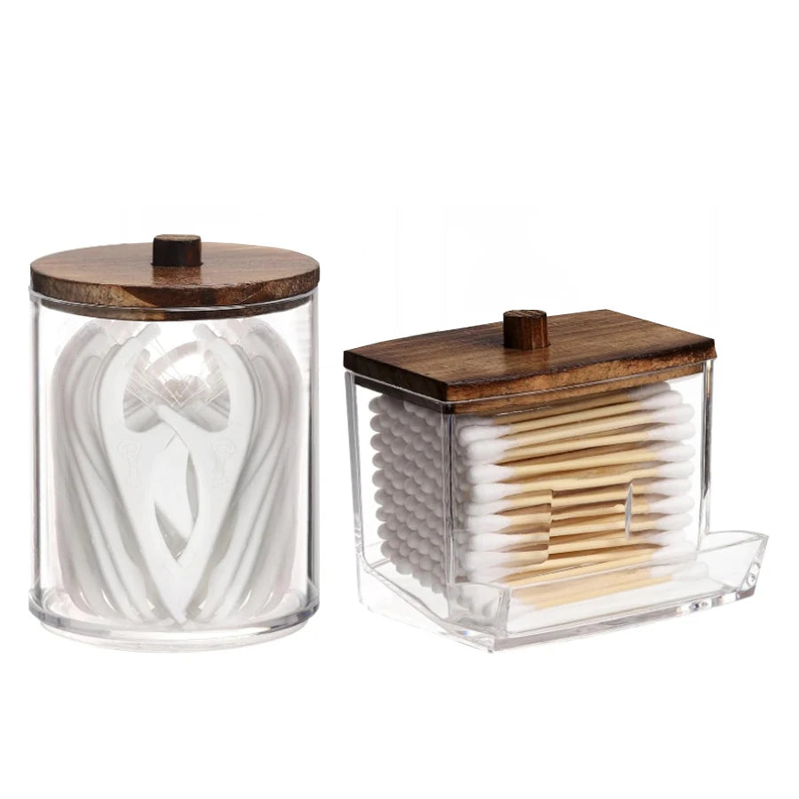 Acrylic swab Holders With Lid, Dust-proof Storage Jars for Swab, Jewelry, Powder Puffs, Beauty Eggs, Household Storage Box - 369 view