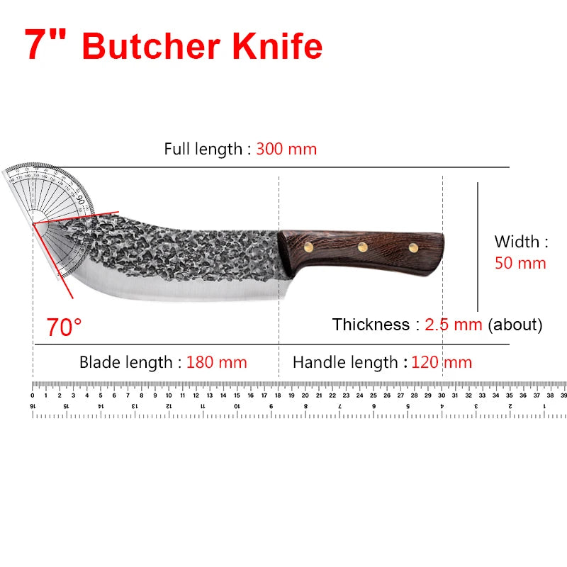 Stainless Steel Cleaver Knife Forged Kitchen Knives Meat Bone Butcher Knife Wood Handle Chinese Knife Kitchen Cooking Tools