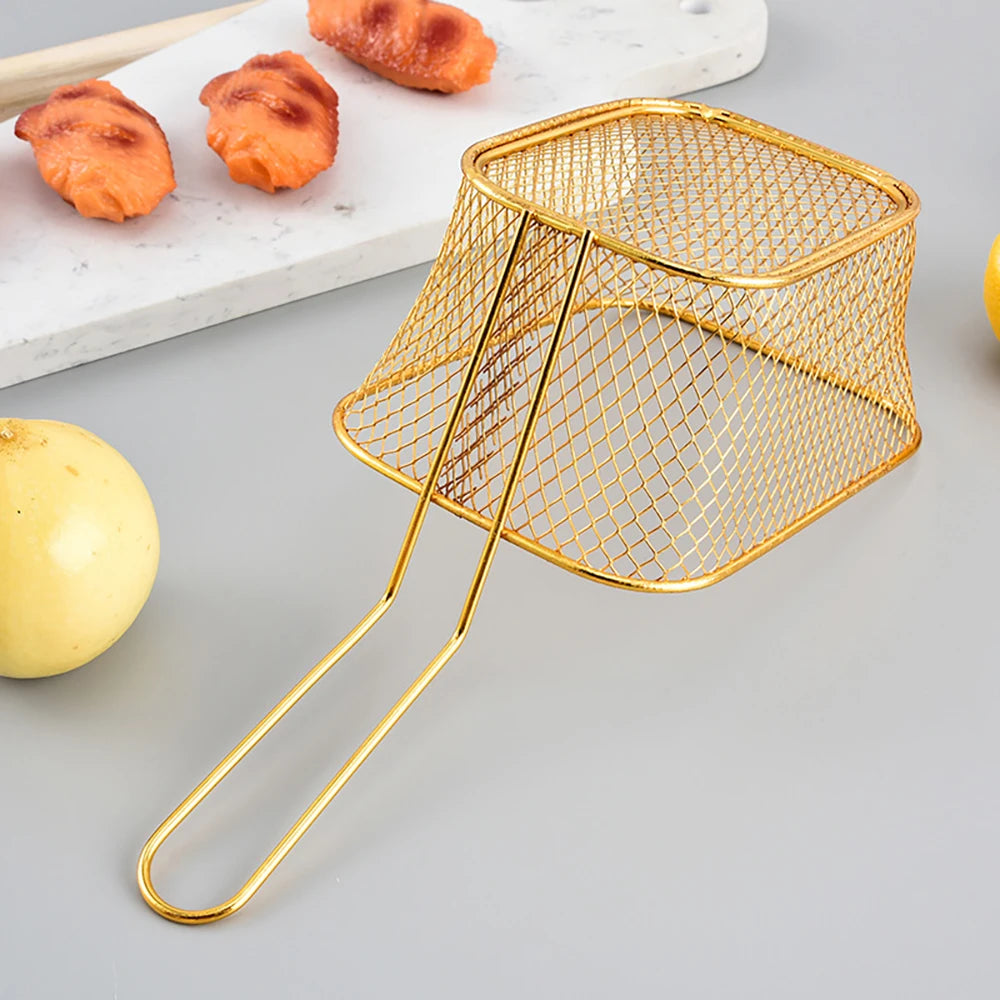 1PC Stainless Steel Frying Basket Multifunctional Mini French Fries Frying Basket Creative Square Oil Separated Frying Basket - 369 view