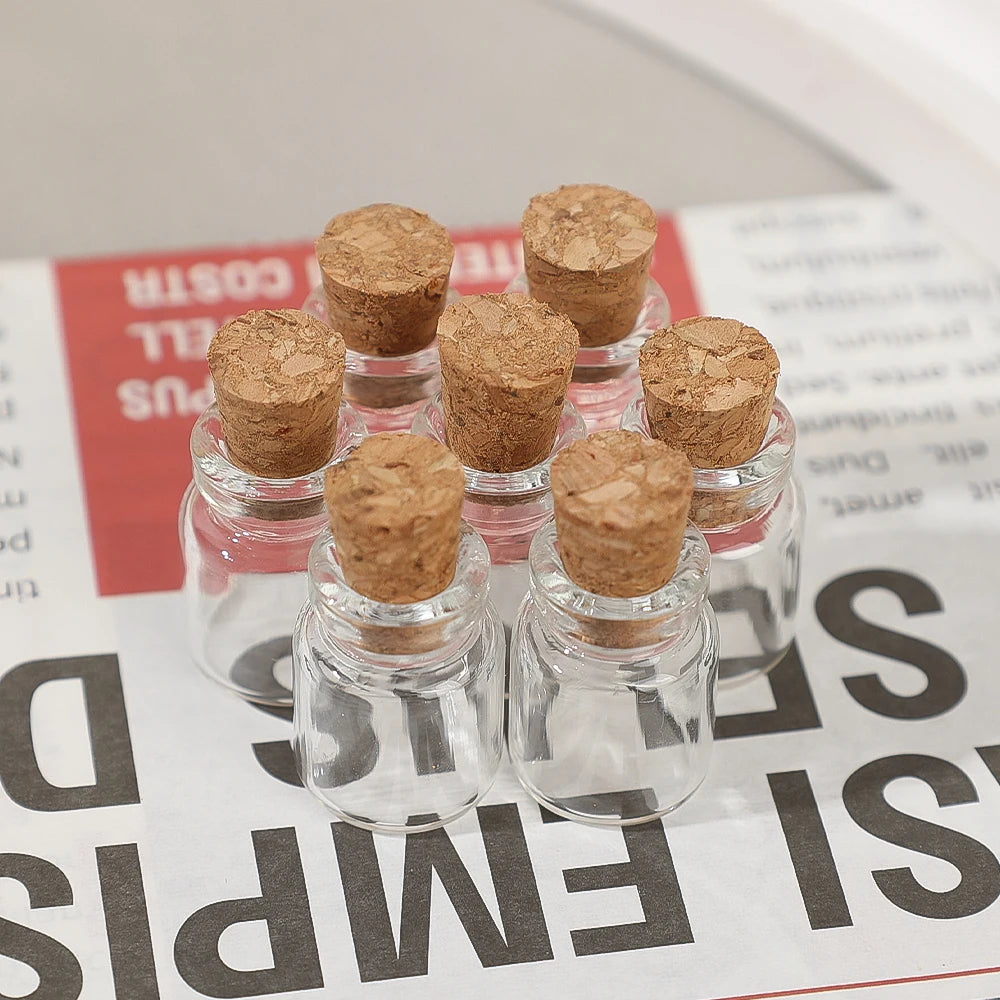 10PCS Mini Glass Bottles Transparent Wishing Bottles Cork Stopper Storage Bottle Creative Candy Jars DIY Container Wedding Decor