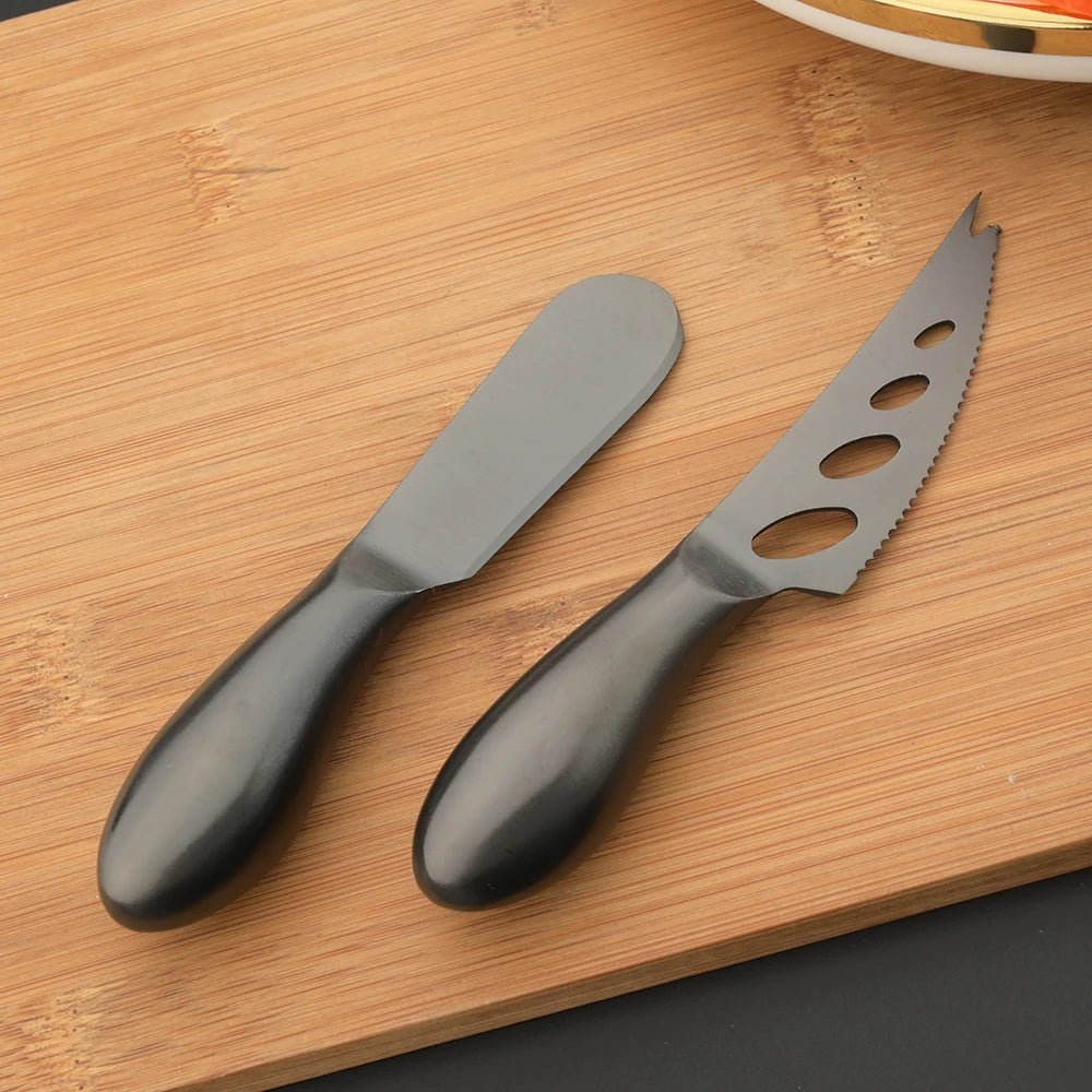 6Pcs Matte Gold Mini Knife Fork Chisel For Butter Cheese Slicer Cutter Stainless Steel Cutlery Tool Kitchen Gadget