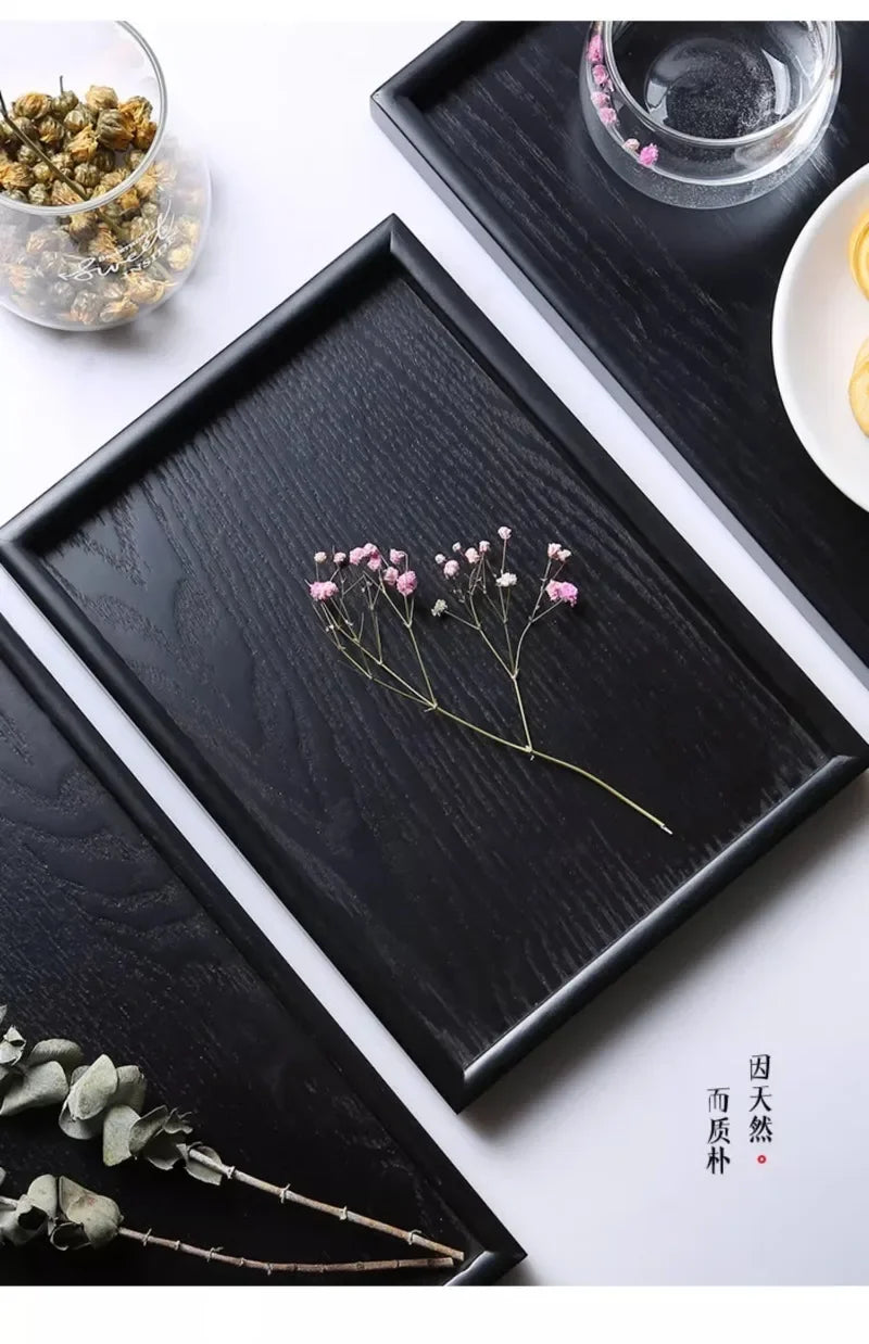 Bandeja Japonesa de Madera Negra – Elegancia y Funcionalidad