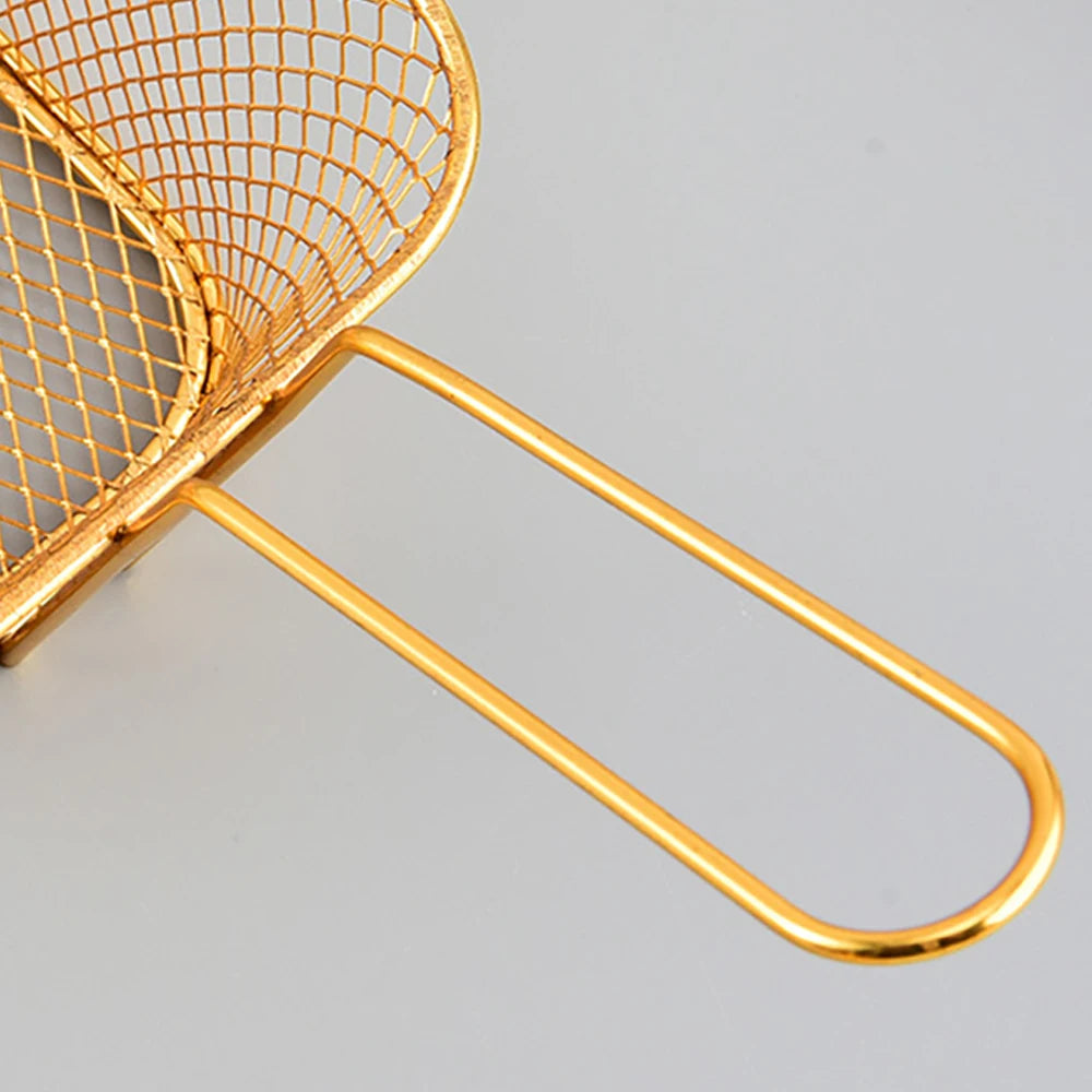 1PC Stainless Steel Frying Basket Multifunctional Mini French Fries Frying Basket Creative Square Oil Separated Frying Basket - 369 view