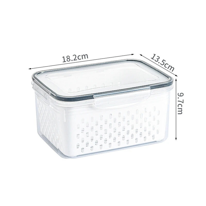 Caja de Almacenamiento para Refrigerador con Drenaje – Organizador de Frutas y Verduras