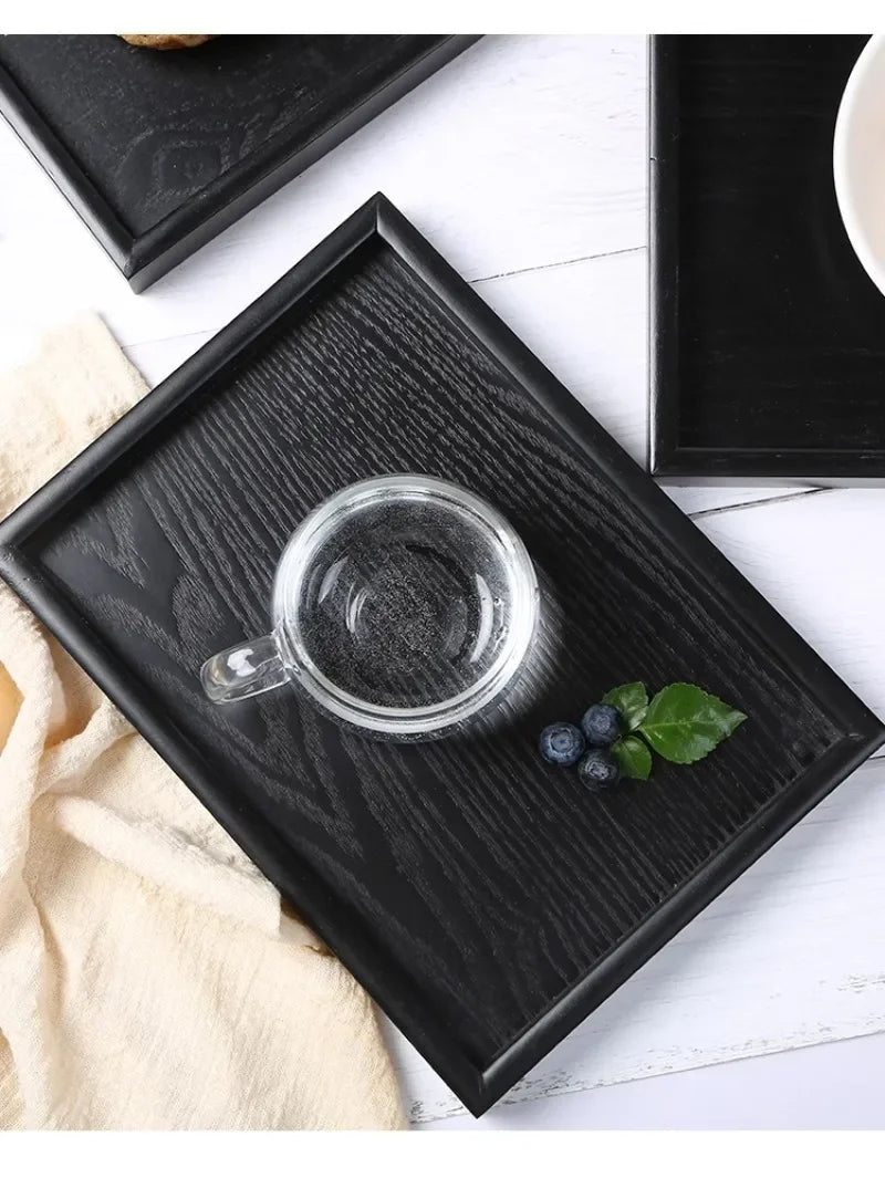 Bandeja Japonesa de Madera Negra – Elegancia y Funcionalidad