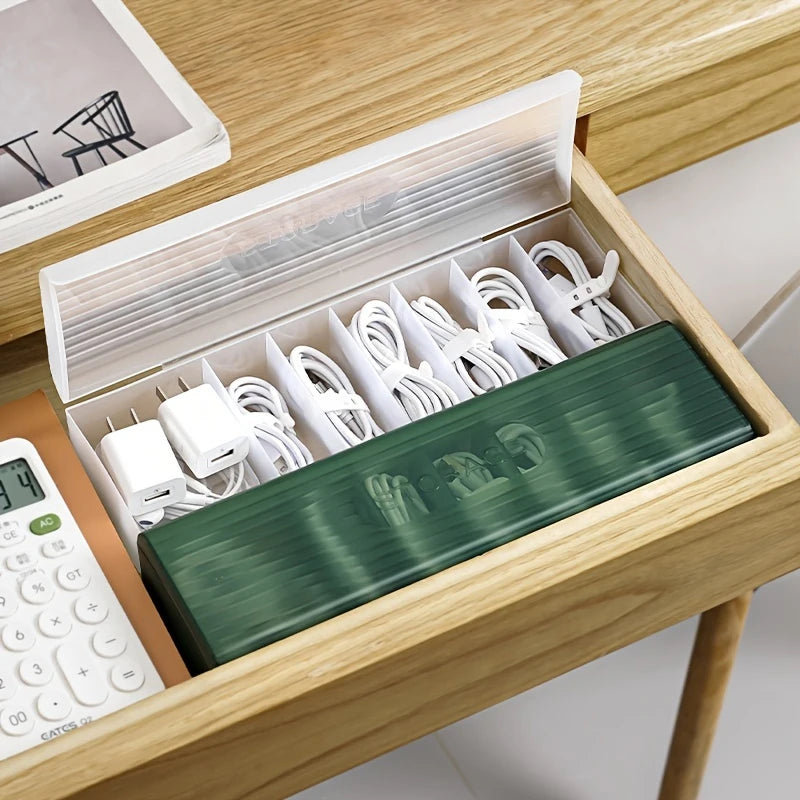 Caja Organizadora de Cables con 7 Compartimentos – Gestión de Cables para Hogar y Viaje
