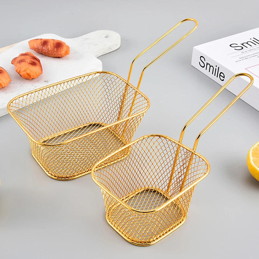 1PC Stainless Steel Frying Basket Multifunctional Mini French Fries Frying Basket Creative Square Oil Separated Frying Basket - 369 view