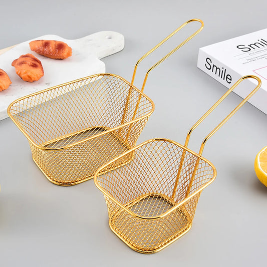 1PC Stainless Steel Frying Basket Multifunctional Mini French Fries Frying Basket Creative Square Oil Separated Frying Basket - 369 view