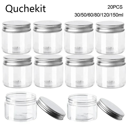 20Pcs 30/50/60/80/120/150ml Storage Jars With Lids Aluminum Round Canister Empty Plastic Cosmetic Jars Food Travel Bottle Pot - 369 view