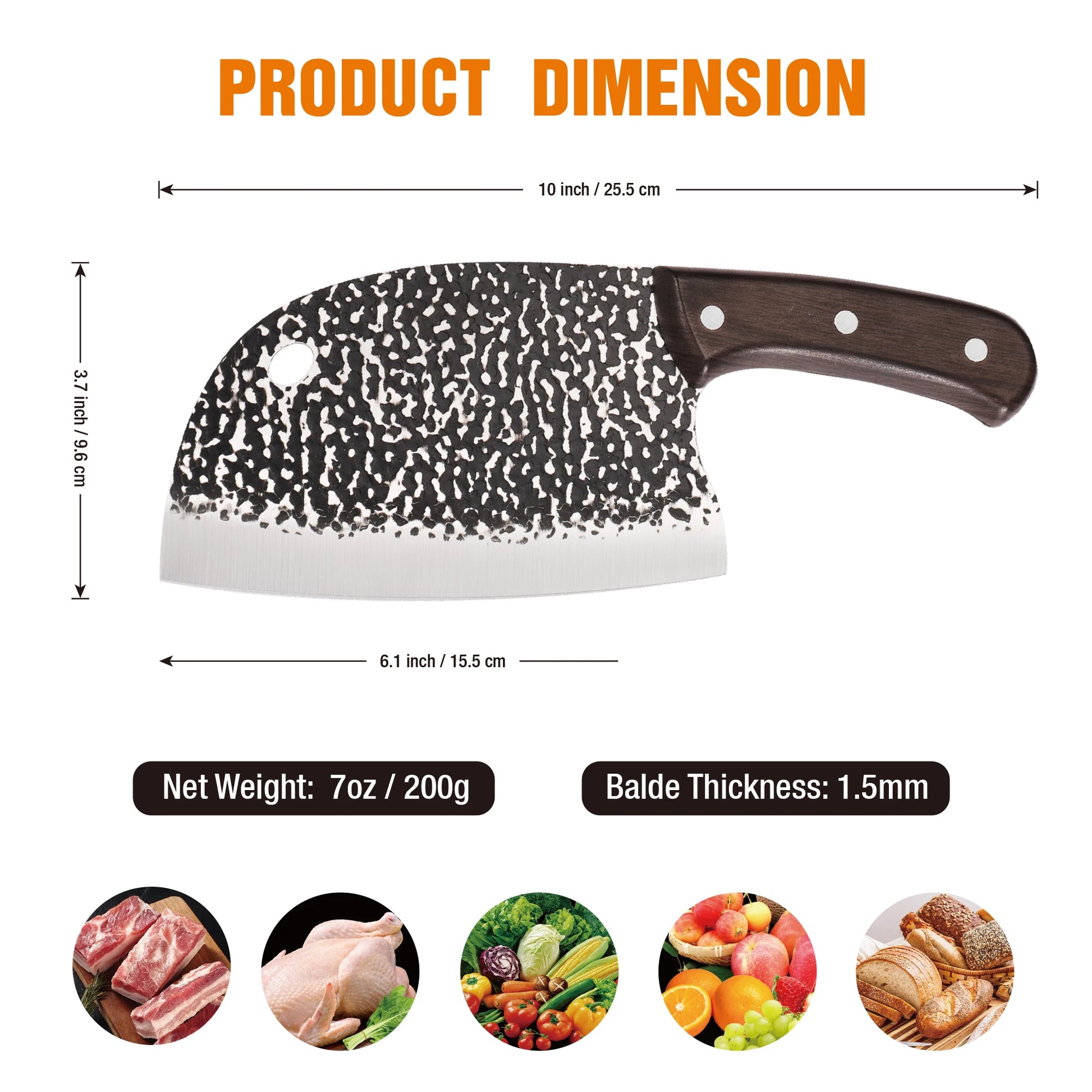 Cuchillo de Carnicero Forjado – Acero Inoxidable, Mango de Madera, Hecho a Mano - 369 view