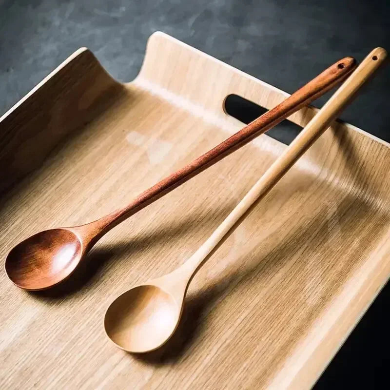 Long Wooden Stirring Spoon Natural Wood Soup Tableware Cooking Honey Coffee Spoon Mixing Spoon Wood Utensils VIE LENTE - 369 view