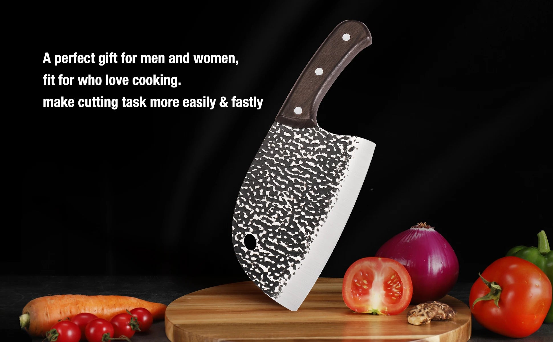 Cuchillo de Carnicero Forjado – Acero Inoxidable, Mango de Madera, Hecho a Mano - 369 view