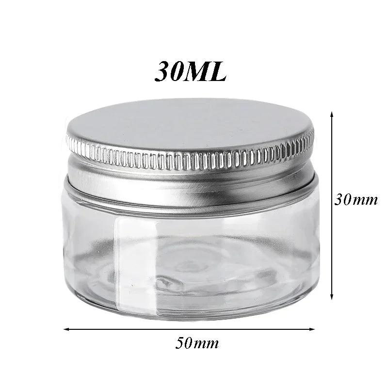 20Pcs 30/50/60/80/120/150ml Storage Jars With Lids Aluminum Round Canister Empty Plastic Cosmetic Jars Food Travel Bottle Pot
